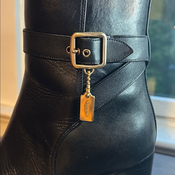 Coach Black Leather Boots with Buckle - Picture 2 of 7
